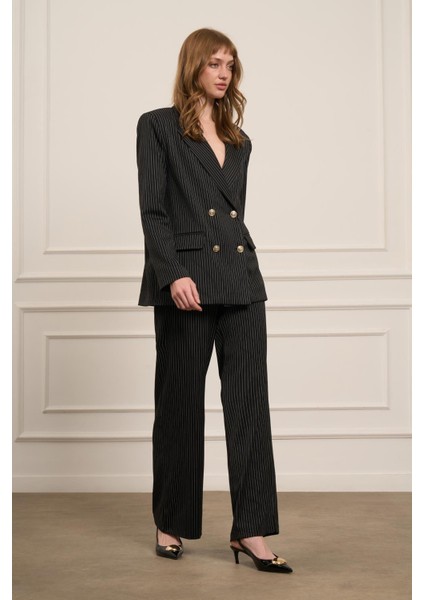 Kadın Çizgili Takım Siyah 31077 modelleri