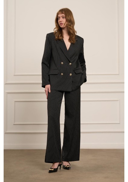 Kadın Çizgili Takım Siyah 31077 indirimleri