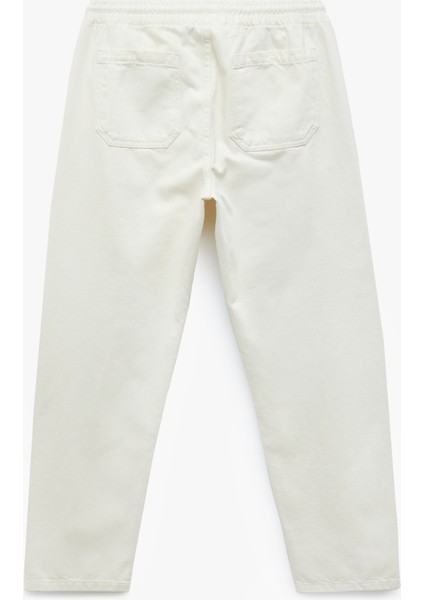Beli Bağcıklı Cep Detaylı Pamuklu Bol Baggy Jean Pantolon