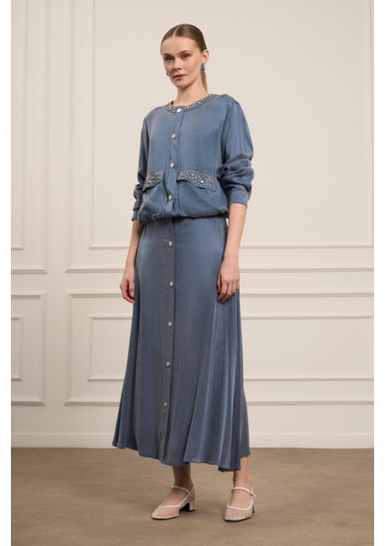 Kadın Cupra Etekli Takım İndigo 31063 fırsatları