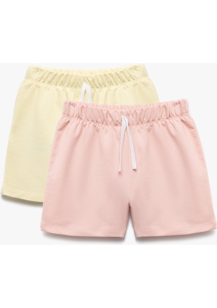 Pamuklu Beli Lastikli Basic Bermuda Çok Renkli 2'li Şort Seti