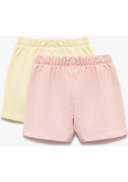 Pamuklu Beli Lastikli Basic Bermuda Çok Renkli 2'li Şort Seti