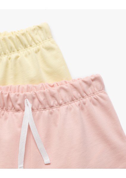 Pamuklu Beli Lastikli Basic Bermuda Çok Renkli 2'li Şort Seti