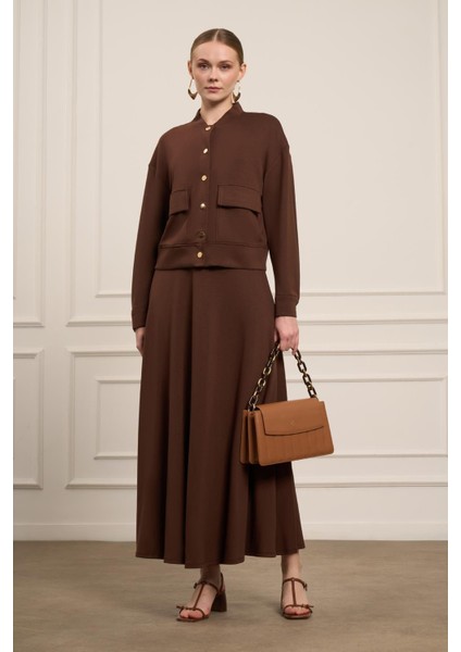 Kadın Etekli Takım Kahve 31072