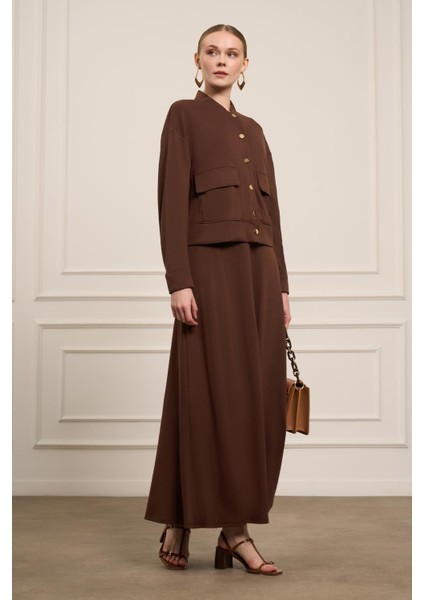Kadın Etekli Takım Kahve 31072