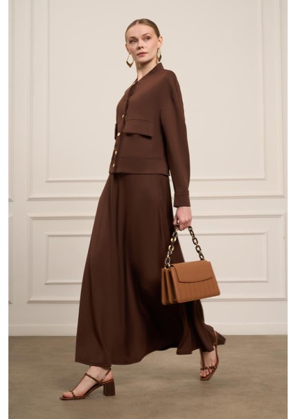 Kadın Etekli Takım Kahve 31072