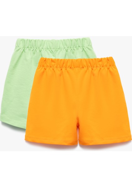 Pamuklu Basic Çok Renkli Beli Lastikli 2'li Şort Seti fiyatları