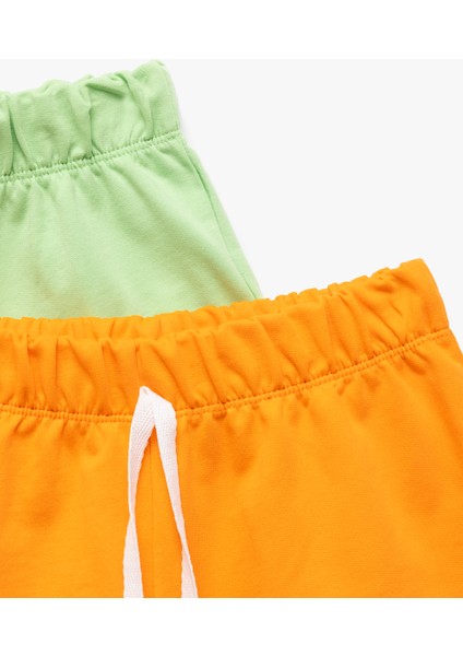 Pamuklu Basic Çok Renkli Beli Lastikli 2'li Şort Seti indirimleri