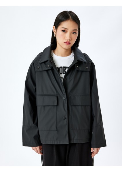 Kapüşonlu Cepli Su Itici Fermuarlı Trençkot modelleri