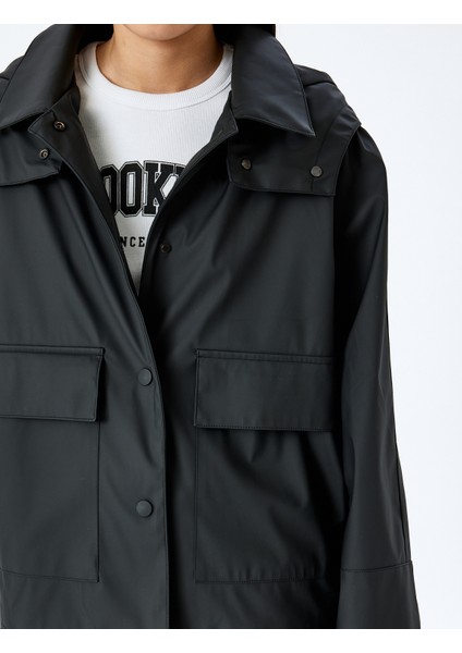 Kapüşonlu Cepli Su Itici Fermuarlı Trençkot indirimleri