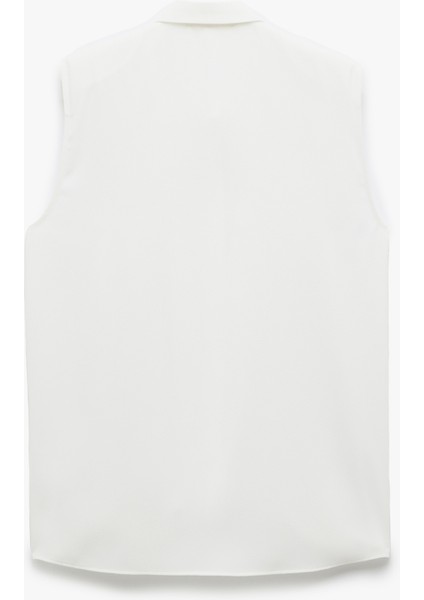 Krep Kumaş Kapaklı Cep Detaylı Klasik Yaka Kolsuz Gömlek fiyatları