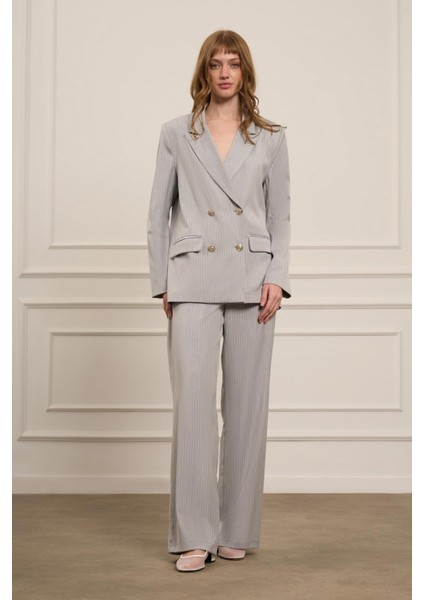 Kadın Çizgili Takım Gri 31077 indirimleri