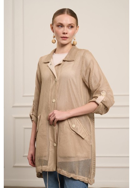 Ftz Kadın File Detay Kap Beige 31084