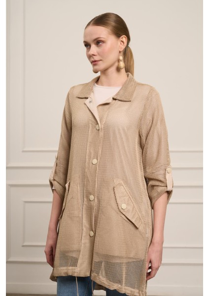 Ftz Kadın File Detay Kap Beige 31084