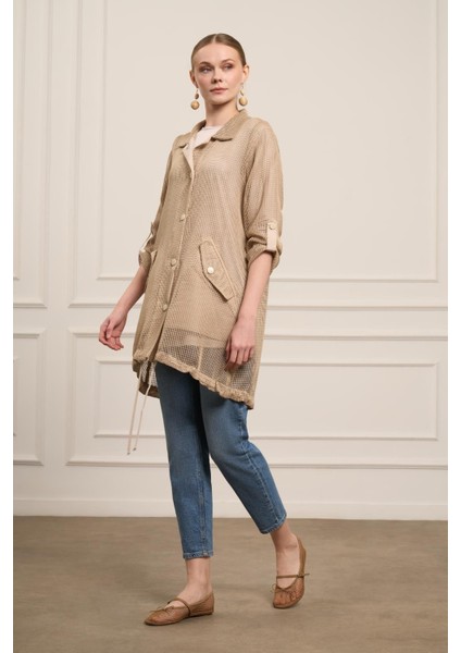 Ftz Kadın File Detay Kap Beige 31084