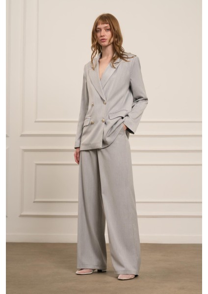 Kadın Çizgili Takım Gri 31077