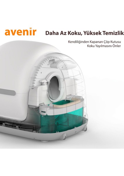 AV-CB02W Akıllı Otomatik Kedi Tuvaleti App Kontrol Koku Yapmayan Kum Kabı