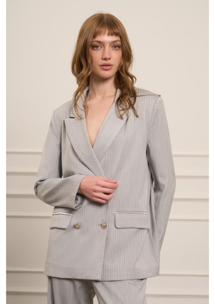 Kadın Çizgili Takım Gri 31077 modelleri