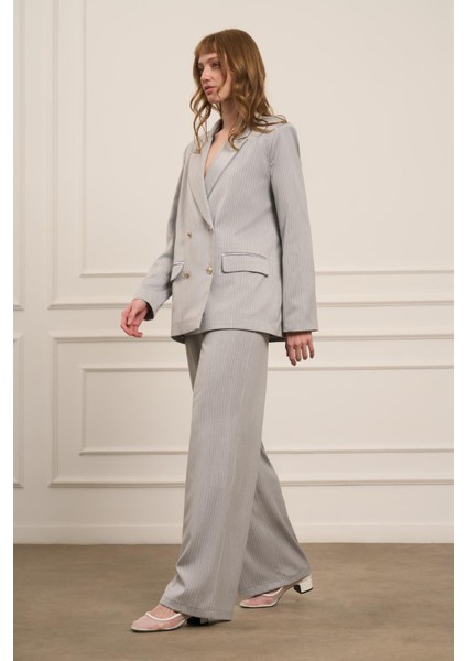 Kadın Çizgili Takım Gri 31077 fırsatları