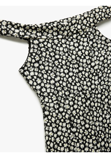 Omzu Açık Kolsuz Çiçekli Dar Kesim Bürümcük Mini Salopet Tulum Bürümcük indirimleri