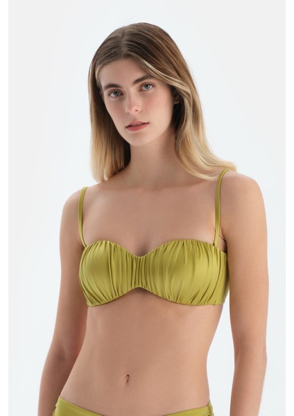 Fıstık Yeşili Straplez Bikini Üst