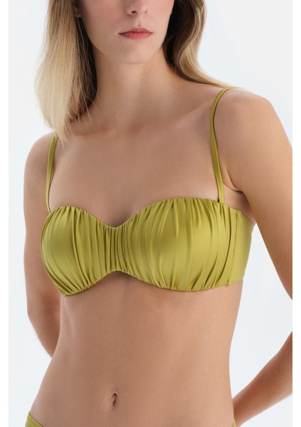 Fıstık Yeşili Straplez Bikini Üst