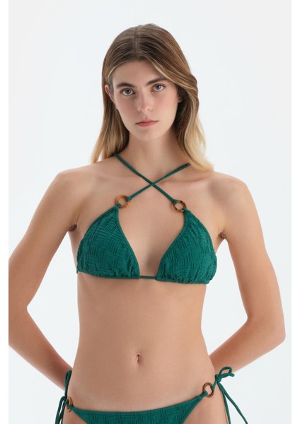Koyu Yeşil Üçgen Küçük Bikini Üst