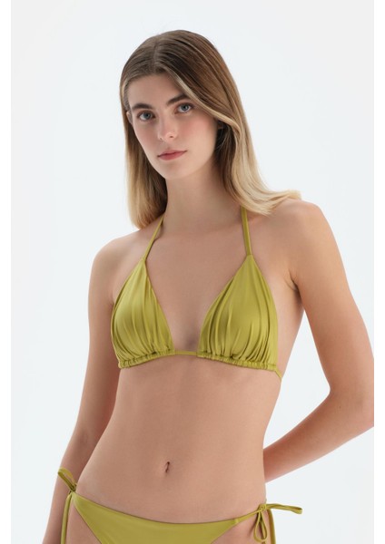 Fıstık Yeşili Üçgen Küçük Bikini Üst