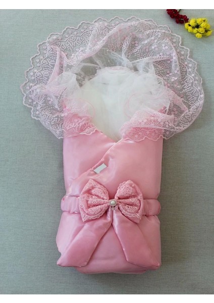 Yenidoğan Kumru Inci Fiyonk Kristal Parlak Duvaklı Kundak Bebek Battaniyesi Pembe fiyatları