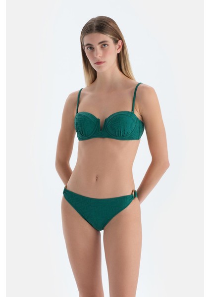 Koyu Yeşil Straplez Bikini Üst
