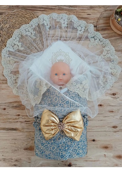 Yenidoğan Kabartma Desenli Gold Fiyonklu Güpürlü Bebek Battaniyesi Kundak Gold fiyatları