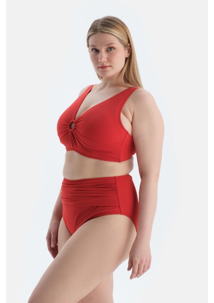 Kırmızı Yüksek Bel Bikini Alt modelleri