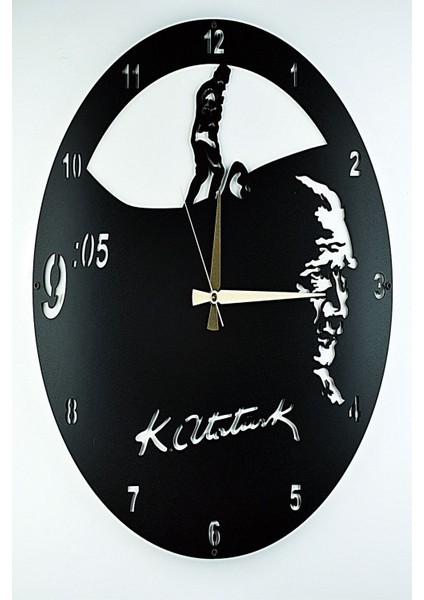 Siyah Tasarım Atölyesi Ahşap Atatürk Kocatepe Saat 50 cm fiyatları