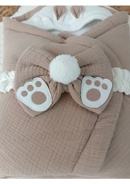 Yenidoğan 4 Kat Müslin Kumaş Kulaklı Patili Fiyonk Bebek Battaniyesi Kundak Yeşil fiyatları