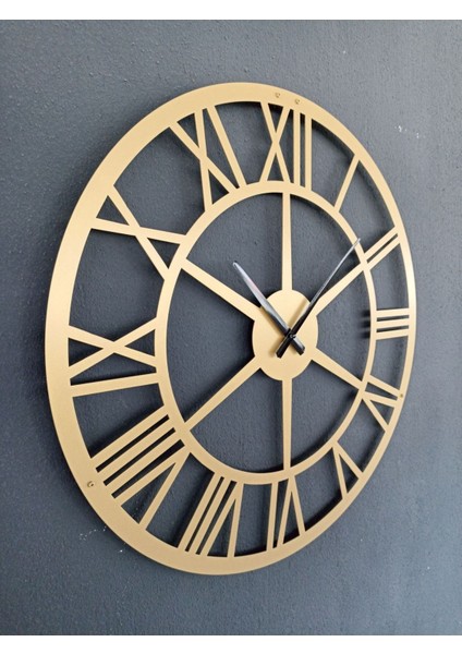 Roma Rakamlı Metal Gold - Altın Duvar Saati 1,5 mm Kalınlık 50 x 50 cm