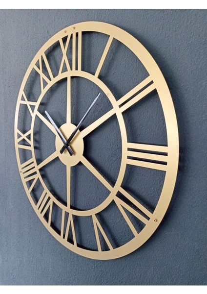 Roma Rakamlı Metal Gold - Altın Duvar Saati 1,5 mm Kalınlık 50 x 50 cm fırsatları