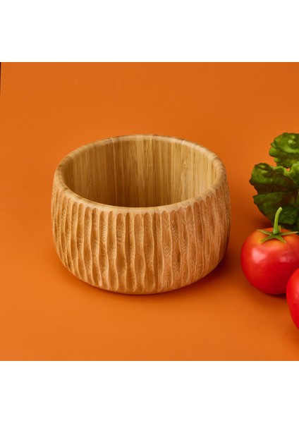 Bambu Curve Kase - Açık Kahverengi - 18X9,5 cm