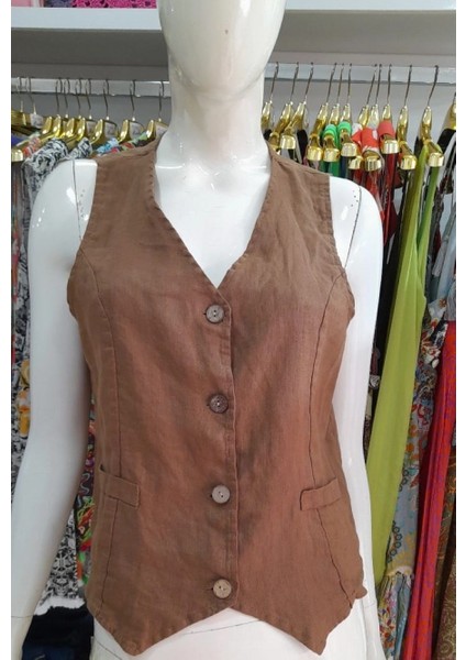 Ithal Düğmeli Keten Yelek fiyatları