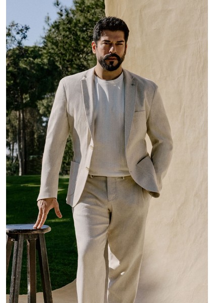 Slim Fit Dar Kesim Diagonal Desenli Yan Cepli Casual Pantolon