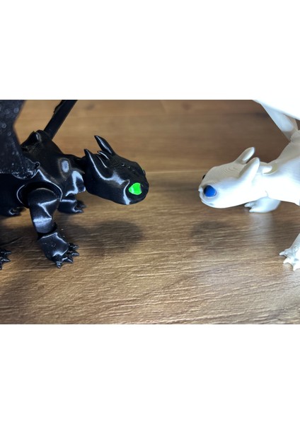 Dişsiz ve Işığın Öfkesi - Toothless Ejderhanı Nasıl Eğitirsin Hareketli Figürleri 2si Birlikte -20 cm