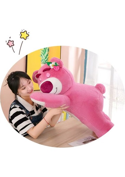 40CM, 50CM Tarzı Sevimli Yalan Tarzı Çilek Ayı Pembe Ayı Yastık Peluş Oyuncak Yumuşak (Yurt Dışından)