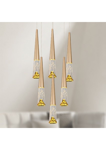 KRG2816-6A Gustav 6'lı Yuvarlak Sarkıt Gold