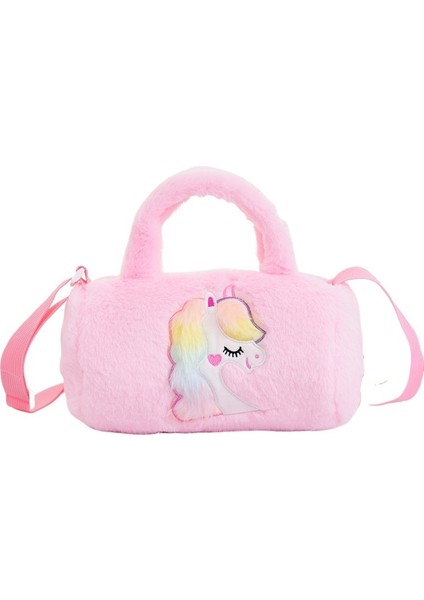 Unicorn Çocuk Silindir Tek Omuzlu Sevimli El Çantası Tavşan Peluş Küçük Kız Çantası (Yurt Dışından)