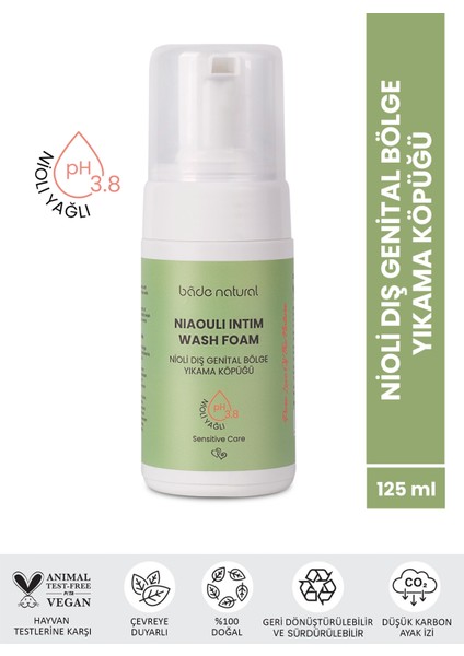 Nioli Yağlı Dış Genital Bölge Yıkama Köpüğü Ph 3.8 %100 Doğal 125 ml