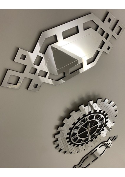 Dekoratif Duvar Saati 3 Lü Set 40 cm Gümüş Modern Roma Rakamlı Duvar Saati 18 x 51 cm Baklava Tablo fırsatları