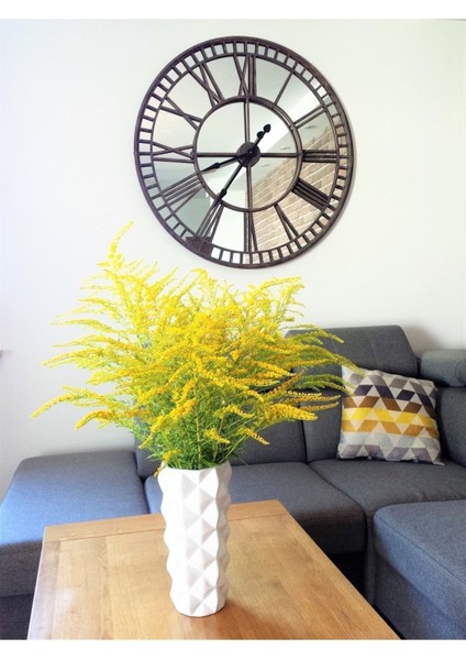 Rustik Tarz Dekoratif Şık Duvar Saati Gümüş - Siyah Işleme 40 - 50 - 60 cm modelleri