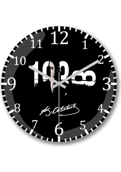 1881-193... Atatürk Duvar Saati Bombeli Gercek Cam