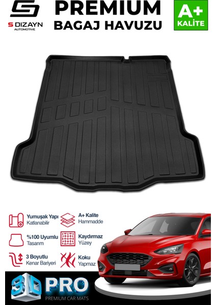 Ford Focus 4 Sedan Tamir Kitli 3D Pro Bagaj Havuzu 2018 Üzeri A+ Kalite