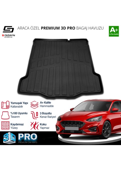 Ford Focus 4 Sedan Tamir Kitli 3D Pro Bagaj Havuzu 2018 Üzeri A+ Kalite