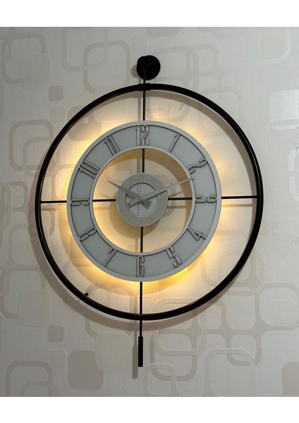 Metal Camlı Duvar Saati (60X80 cm Büyük Boy) Işıklı Gerçek Cam Duvar Saati Modern Tasarım
